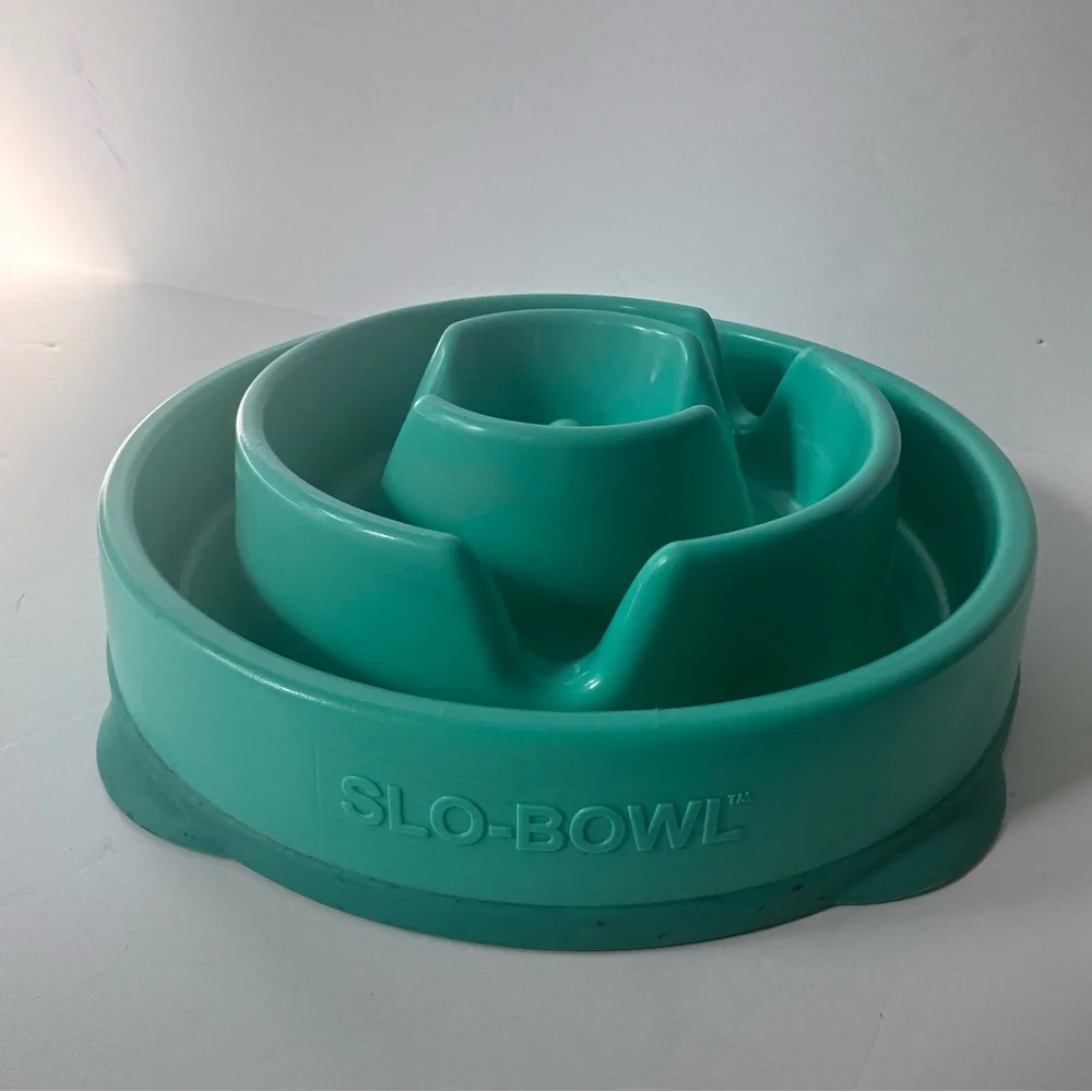 Slo-Bowl 10x Slower Feeder Dog Bowl Medium Teal 2-Cup For Food Portion Control